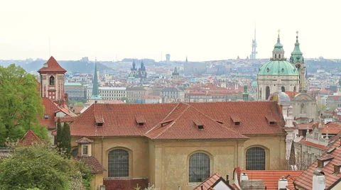 Old city Prague, roofs Stock Footage 47014556