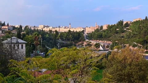 Old City Wall fall colors; Jerusalem Israel 4K Stock Footage 151622859
