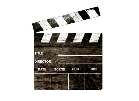 Old clapper board isolated on white Stock Photos