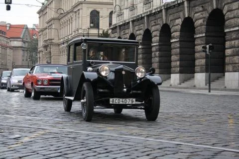 Old classic car in Prague Stock Photos