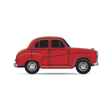 Old classic car in red Stock Illustration