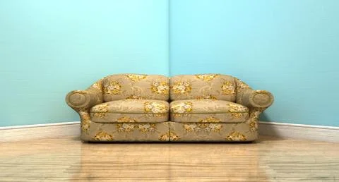 Old classic sofa in a room Stock Illustration