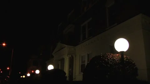 Old, classic structure apartment building at night 3 Stock Footage 8677461