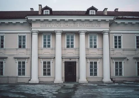 Old classical building in Vilnius old town. Winter season Stock Photos