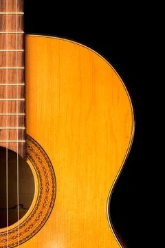 The old classical guitar   on black  backgro Stock Photos