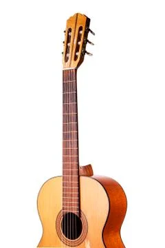 The old classical guitar  on white backgr Stock Photos
