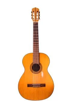 The old classical guitar  on white background. Stock Photos