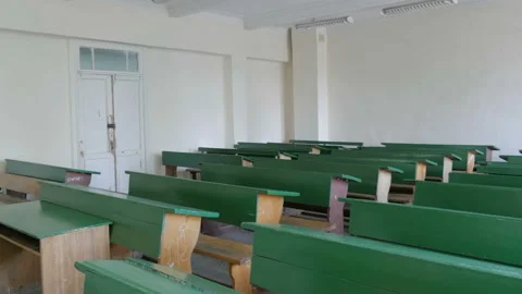 Old Classroom, Lecture Hall Which Need Of Repair Stock Footage 103049189