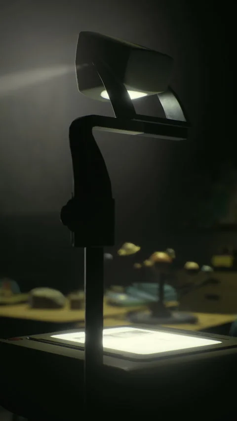 Old classroom with an overhead projector ready for presentation Stock Footage 315872200