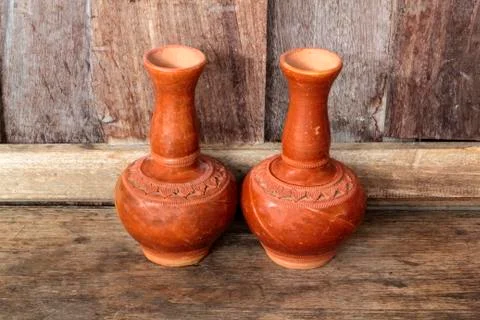 Old clay ceramic vase Stock Photos