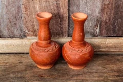 Old clay ceramic vase Stock Photos