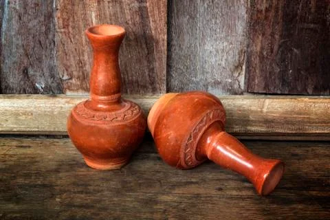 Old clay ceramic vase Stock Photos