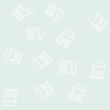 Old clay crockery line vector seamless pattern Stock Illustration