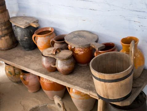 Old clay pots Stock Photos