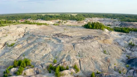 An old clay quarry with rare trees Stock Footage 158621952