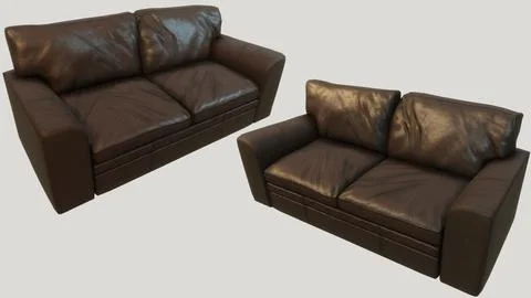 Old Clean Leather Couch Brown PBR 3D Model