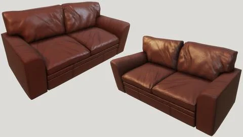 Old Clean Leather Couch Cinnamon PBR 3D Model