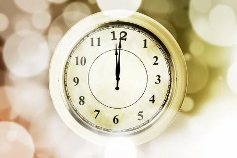 Old clock with bokeh background Stock Illustration