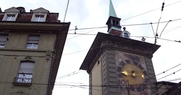 Old clock in the center Bern Stock Footage 85705417