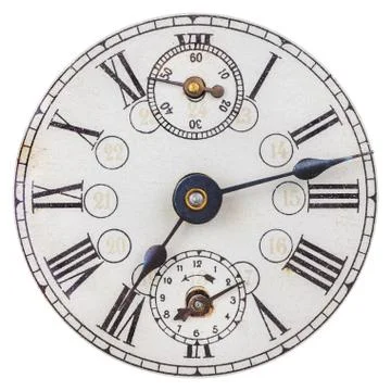 Old clock face with roman numbers Stock Photos