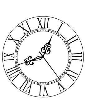 Old clock face with roman numerals Stock Illustration