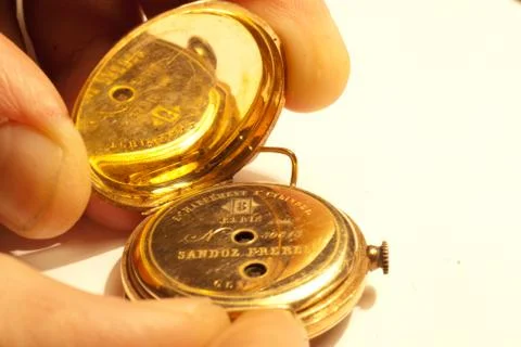 Old clock gold Foto stock