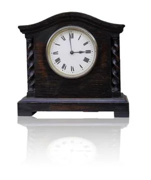 Old clock isolated on a white background. Stock Photos