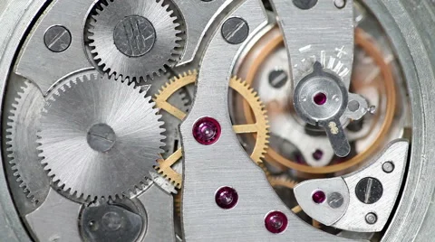 Old clock mechanics, taken with macro lens Stock Footage 45432156