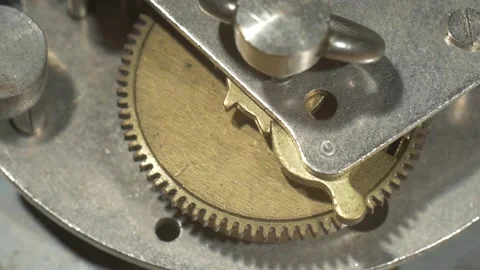 Old clock, mechanism. Close up. Stock Footage 138817020