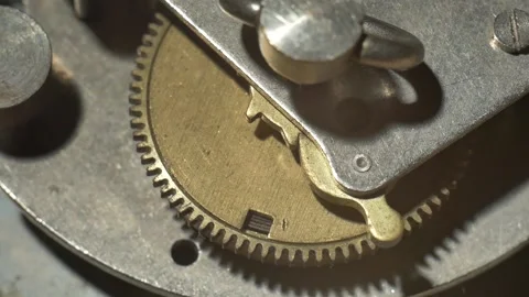 Old clock, mechanism. Close up. Stock Footage 138817086