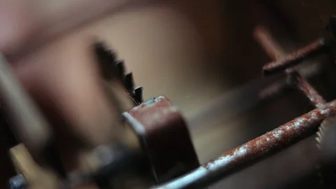 Old clock mechanism Video stock 97873864