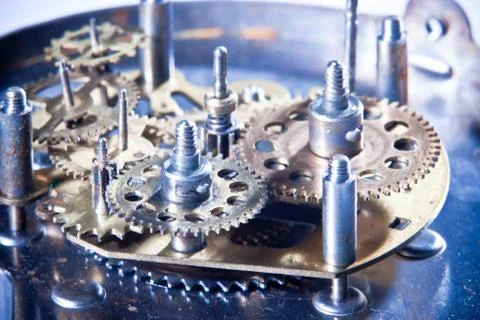 Old clock mechanism Foto stock