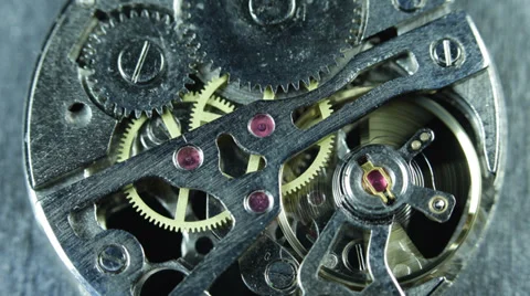Old Clock Mechanism Ticking Working Rush Hour Office Break Vacation Time Fly Go Stock Footage 35871261