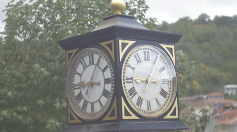 Old clock Old Town retro romance Stock Footage 52090771