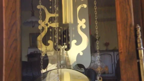 Old Clock Pendulum Swinging Stock Footage 136049024