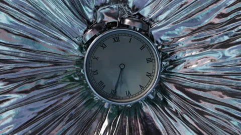 An old clock sinks into metallic fabric Stock Footage 253563416