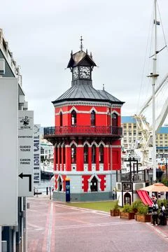 Old Clock Tower at the Cape Town waterfront Stock Photos
