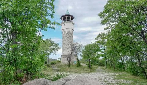 The old Clock tower on Danov Hill (Sahat Tepe) in Plovdiv. Stock Photos