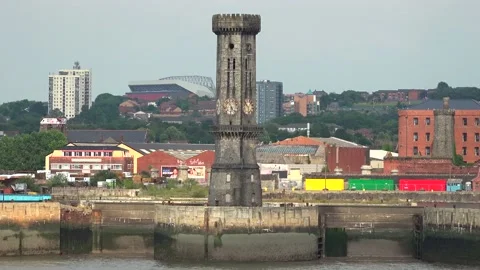 Old clock tower in the middle of the city by the sea 스톡 동영상 166142885