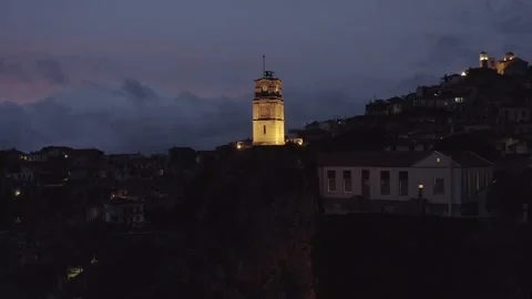 Old Clocktower Mideval Archetuture Ruins History Europe Travel Stock Footage 307101123