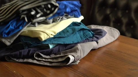 Old clothes and textiles for recycle Stock Footage 125002399