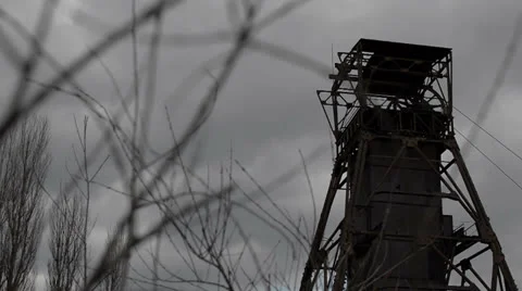 Old coal mining tower Stock Footage 24713125