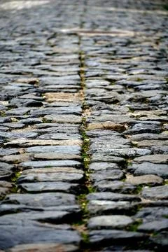 Old cobblestone paving on the sideway Foto stock