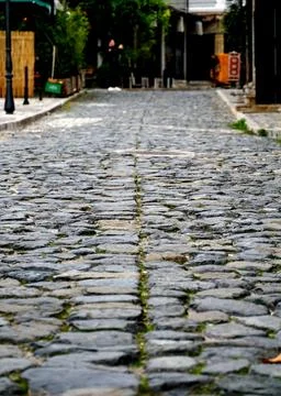 Old cobblestone paving on the sideway Foto stock