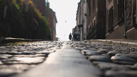 Old cobblestone road with perspective Stock-Footage 163579649