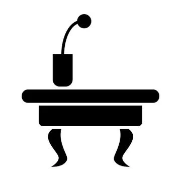 Old coffee table solid icon. Vintage table with flower vector illustration 스톡 일러스트