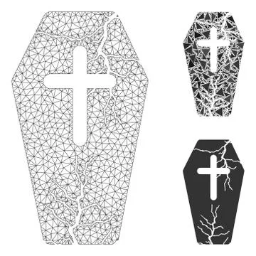 Old Coffin Vector Mesh 2D Model and Triangle Mosaic Icon Stock Illustration