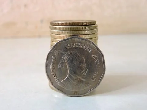 Old coin of two rupee Stock Photos