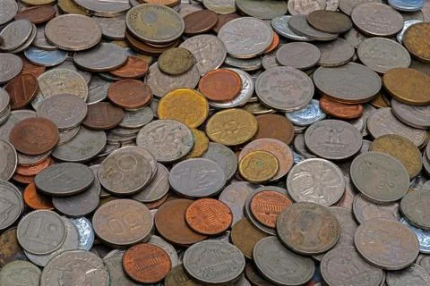 Old coins different sizes Stock Photos