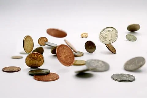 Old Coins In The Fall Foto stock